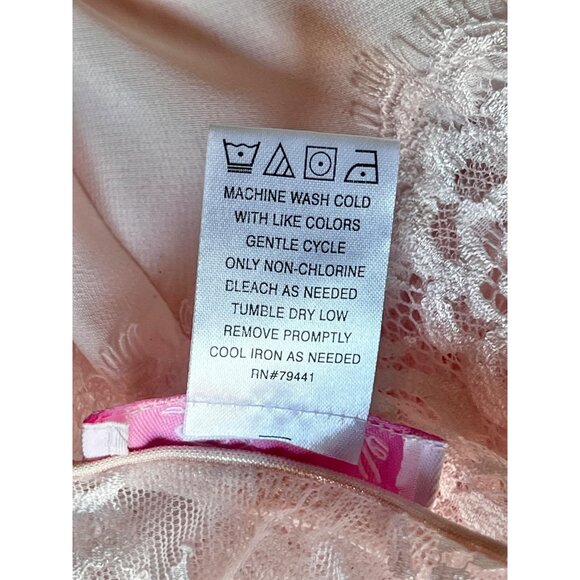 Dentelle Pink Blush Nightgown & Robe Set  Cassandra Size XL VTG lace Up Back - Picture 11 of 16